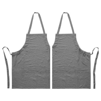 Nicola Spring Grey Cotton Kitchen Bib Aprons - One - Pack Of Size 2