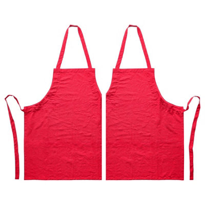Nicola Spring Red Cotton Kitchen Bib Aprons - One - Pack Of Size 2