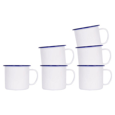 Argon Tableware White Enamel Mugs - 568ml - Blue - Pack of 6 - Image 8