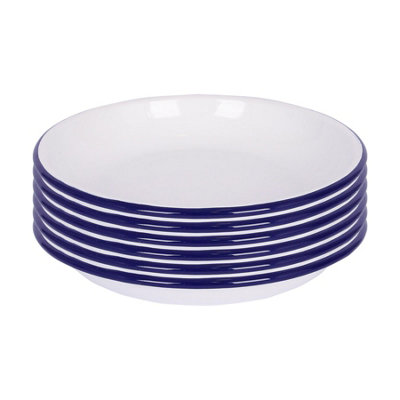 Argon Tableware White Enamel Pasta Bowls20CmBluePack Of 6 from B&Q