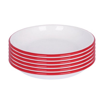 Argon Tableware White Enamel Pasta Bowls20CmRedPack Of 6 from B&Q