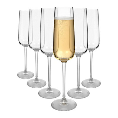 B&Q -  Knightsbridge Crystal Champagne Flutes230MlPack Of 6