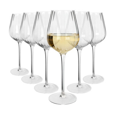 Argon Tableware White Kensington Optic Crystal Wine Glasses - Pack Of 6 360Ml B&Q