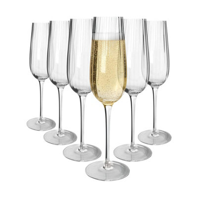 Argon Tableware Kensington Optic Crystal Champagne Flutes240MlPack Of 6 from B&Q