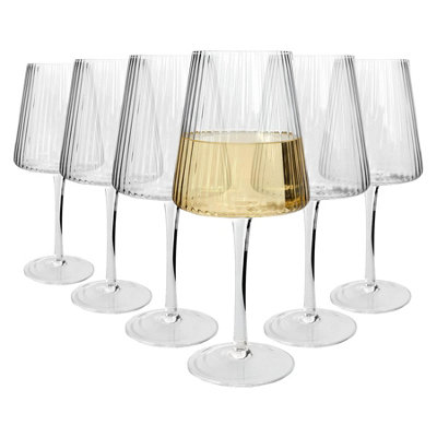 Argon Tableware White Chelsea Optic Crystal Wine Glasses - Pack Of 6 480Ml B&Q