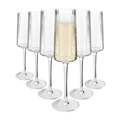 Argon Tableware Chelsea Optic Crystal Champagne Flutes260MlPack Of 6