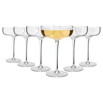 B&Q -  Hoxton Crystal Champagne Coupe Glasses220MlPack Of 6