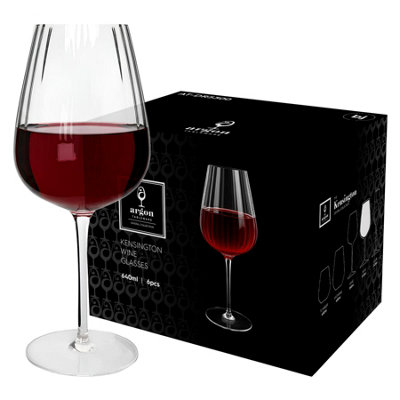 Argon Tableware Red Kensington Optic Crystal Wine Glasses - Pack Of 24 640Ml B&Q