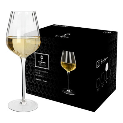Argon Tableware White Kensington Optic Crystal Wine Glasses - Pack Of 24 360Ml B&Q
