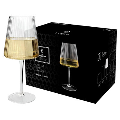 Argon Tableware White Chelsea Optic Crystal Wine Glasses - Pack Of 24 480Ml B&Q