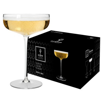 B&Q -  Hoxton Crystal Champagne Coupe Glasses220MlPack Of 24