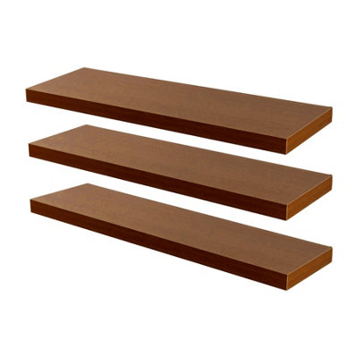 Harbour Housewares 100Cm Floating Wall Shelves- WalnutPhoto Gallery Bookshelf Wall Shelves For Storage & DisplaySet Of 3 from B&Q