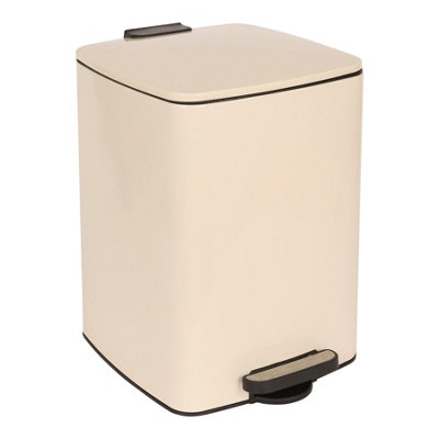 Harbour Housewares Square Stainless Steel Kitchen Pedal Bin - 20L - Beige - Beige - Image 5