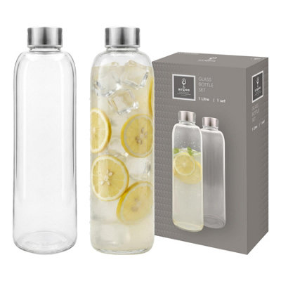 Argon Tableware 2 Piece 1L Glass Water Bottles Set - Image 4