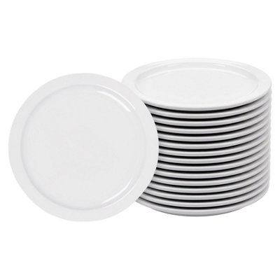 24x Classic White Porcelain Buffet Dinner Plates 23cm Wide Rim - Image 5