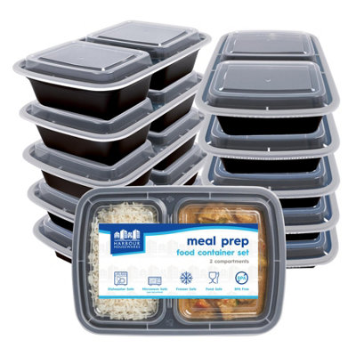 B&Q -  Meal Prep Containers With Lids800MlPack Of 10 Reusable 2 Compartment Food Storage Boxes Lunch & Meal Prep - Image 6