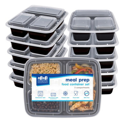 Harbour Housewares Reusable Meal Prep Containers3 Compartments (975Ml)Pack Of 10 from B&Q