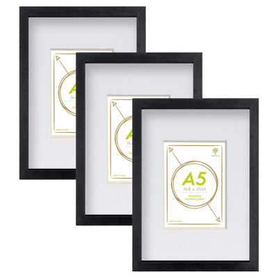 Nicola Spring Photo Frames With A5 MountsA4 (8" X 12")BlackPack Of 3 from B&Q