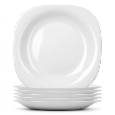 Argon Tableware Square Opalware Buffet Dinner Plates - White - Image 4