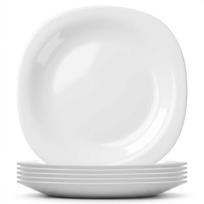 6x Square Opal Glass Dinner Plates 26cm White Dessert Plate Serving Dish Set - Image 4