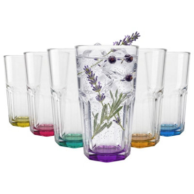 Argon Tableware Panelled Highball Glasses With Coloured Base - 400Ml / 6 - Image 5