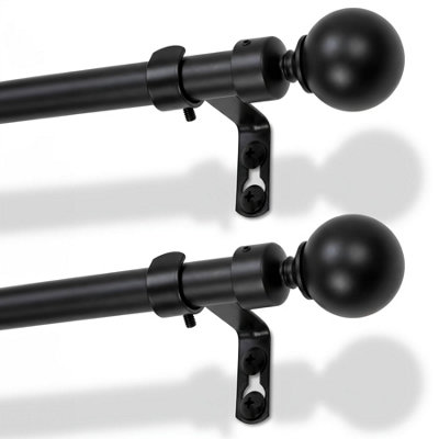 Harbour Housewares Extendable Metal Ball Curtain Poles Kit83 To 120CmMatt BlackPack Of 2 from B&Q