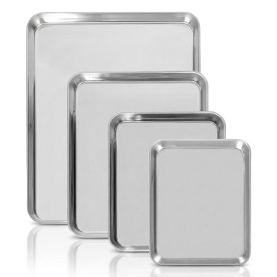 Argon Tableware 4 Piece Stainless Steel Baking Tray Set - 4 Sizes - Silver - Image 5