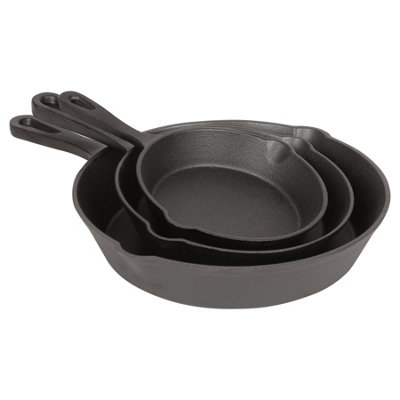 3 Piece Cast Iron Frying Pan Set 6"" | 8"" | 10"" Pre-Seasoned Skillet Griddle - Image 5