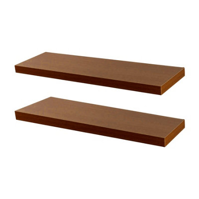Harbour Housewares 100Cm Floating Wall Shelves- WalnutPhoto Gallery Bookshelf Wall Shelves For Storage & DisplaySet Of 2 from B&Q