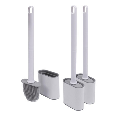 Harbour Housewares Toilet Brush and Holder Set - Wall-Mounted - White - Pack of 3 - Image 4