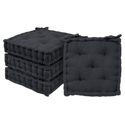 B&Q -  Deluxe Square Seat Pads40 X 40CmBlackPack Of 4