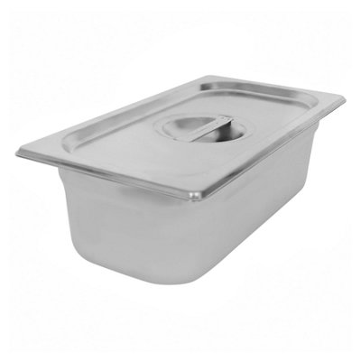 Argon Tableware 3.5L Gastronorm Container with Lid 1/3 GN 100mm Steel | 1/3 GN Pan with Lid, 100mm Deep, 3.5L Capacity, Stainless Steel, Dishwasher Safe, Catering, Buffet & Food Storage - Image 5
