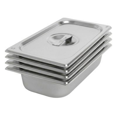 Argon Tableware Stainless Steel Gastronorm Containers With Lids 1/3 2.25L - Silver - Image 4