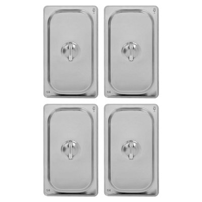 Argon Tableware Unisex Silver Stainless Steel Gastronorm Container Lids - 1/4 - Pack Of 4 In - Image 3