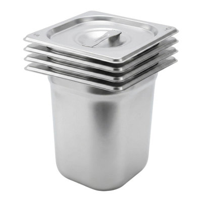 Argon Tableware Unisex Silver Steel Gastronorm Containers With Lids - 1/6 200Mm - 3L - Set Of 4 In - Image 5
