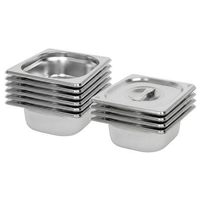 Argon Tableware Unisex Silver Steel Gastronorm Containers With Lids - 1/6 65Mm - Set Of 10 In 1L - Image 4