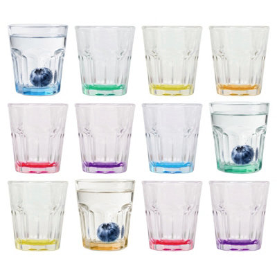 B&Q -  Panelled Shot Glasses With Coloured Base55MlPack Of 12