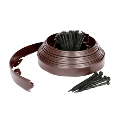 Harbour Housewares Brown Plastic Lawn Edging 10M X 4Cm With 40 PegsFlexible Garden Border For Flowerbeds & Pathways from B&Q