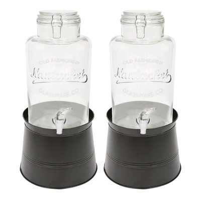 Rink Drink Glass Drinks Dispensers With Tap & Black Bucket Stand6.5LPack Of 2 from B&Q