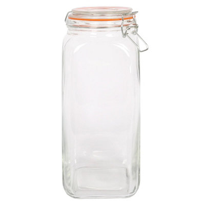 Argon Tableware Square Glass Jar With Clip-Top Lid2L from B&Q