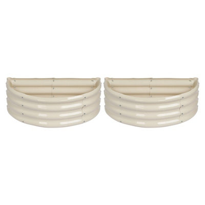 B&Q -  Raised Garden Beds2X Ivory Semi-Circle Bottomless Galvanised Steel Metal Planter Box 90 X 45Cm