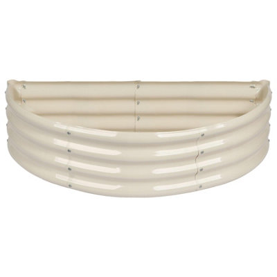 Harbour Housewares Semicircular Galvanised Steel Raised Garden Bed - 120Cm X 60Cm - Ivory