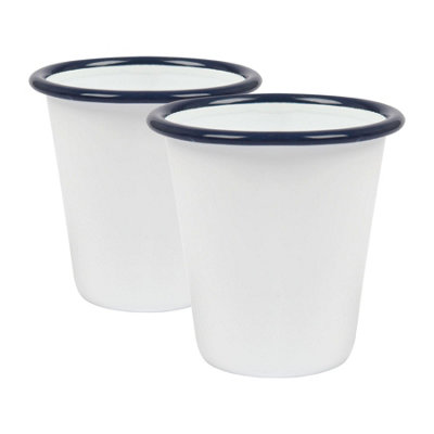 Argon Tableware White/Blue Enamel Tumblers - Pack Of 2 300Ml