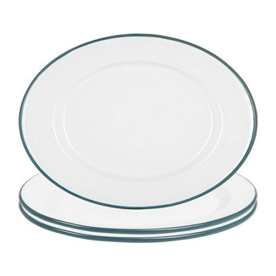 Argon Tableware White Enamel Serving Platters30.5Cm X 22.5CmGreenPack Of 3 from B&Q