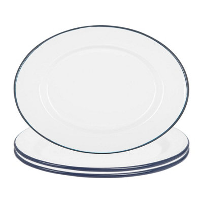 Argon Tableware White Enamel Serving Platters30.5Cm X 22.5CmBluePack Of 3 from B&Q
