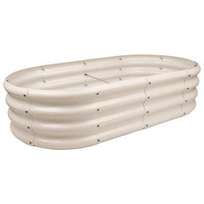 B&Q -  Raised Garden BedIvory Rounded Bottomless Metal Raised Galvanised Steel Planter Box 120 X 60Cm