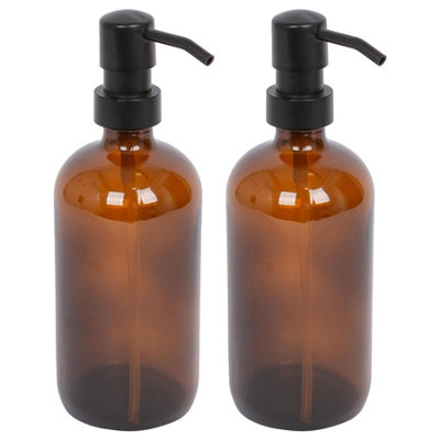 Harbour Housewares 500Ml Glass Soap Dispensers2X Amber Bathroom Kitchen Spa Refillable Hand Wash Or Lotion Bottle With Pump from B&Q