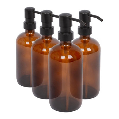 Harbour Housewares 500Ml Glass Soap Dispensers4X Amber Bathroom Kitchen Spa Refillable Hand Wash Or Lotion Bottle With Pump from B&Q