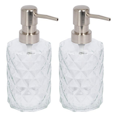Harbour Housewares 500Ml Glass Soap Dispensers2X Prism Bathroom Kitchen Spa Refillable Hand Wash Or Lotion Bottle With Pump from B&Q