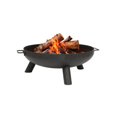 Hammer And Tongs Hammer & Tongs Round Iron Fire Pit - 59.5Cm - Outdoor Garden Patio Firepit Log Burner Bowl Light/Black